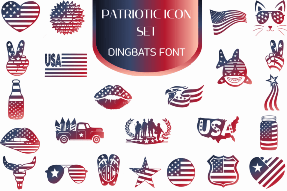 Patriotic Icon Set: A Dingbats Font for Bold, Beautiful American Crafts
