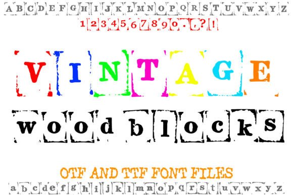 Vintage Wood Blocks Font for Handmade Labels & Printables